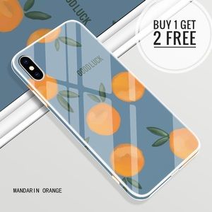 Orange Glitter Tempered Glass iPhone Phone Case